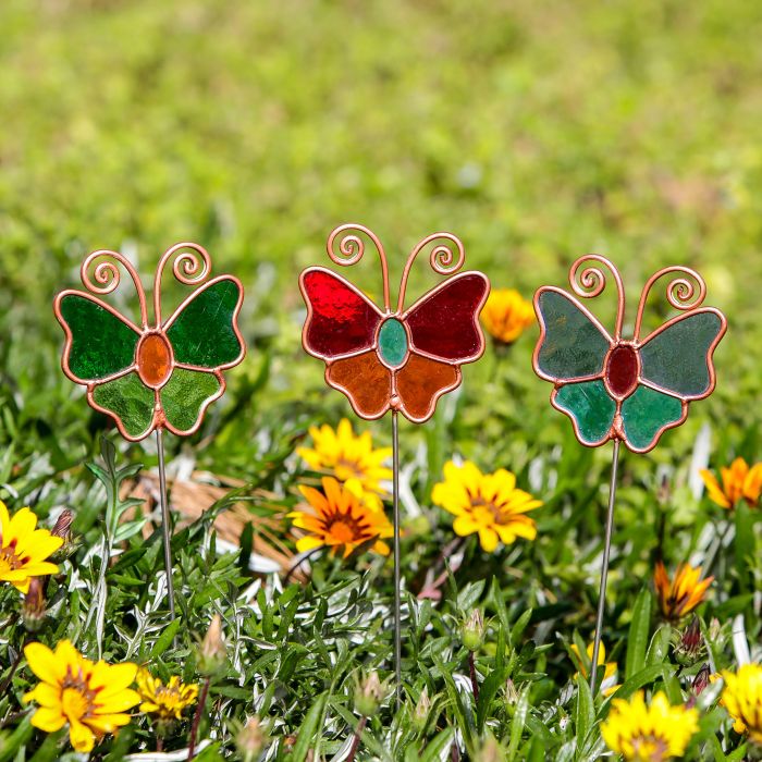 Stained Glass Pot Stakes - Butterfly