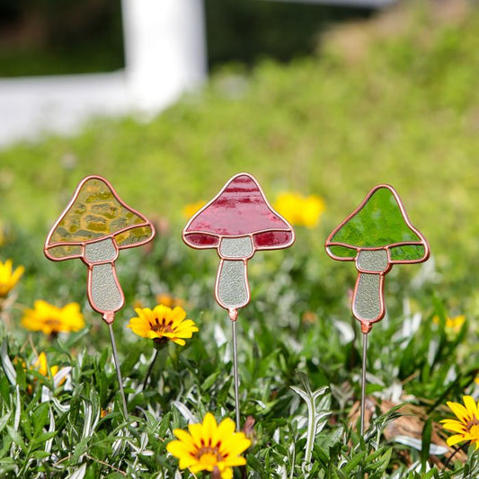 Stained Glass Pot Stakes - Mushroom